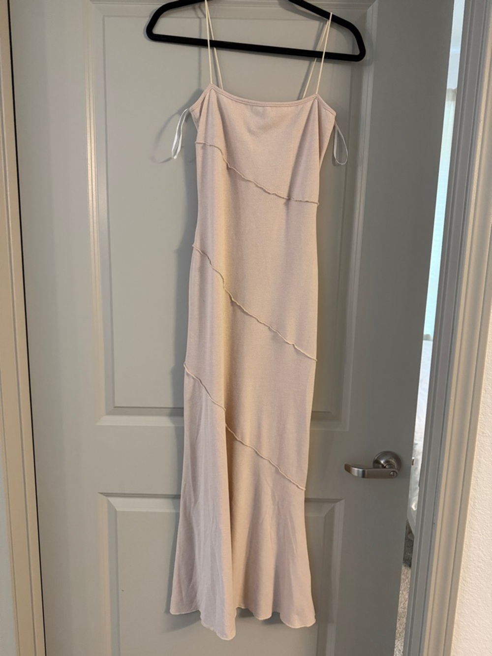 Princess Polly Cream Ruffle-Panel Slip Maxi Dress